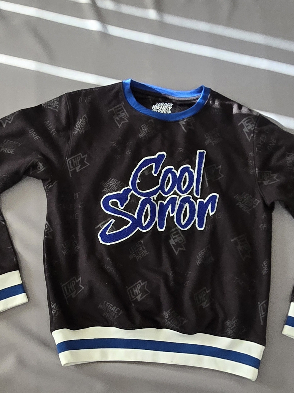 Cool Soror Black & Blue Crewneck Sweater By Legend History Pride